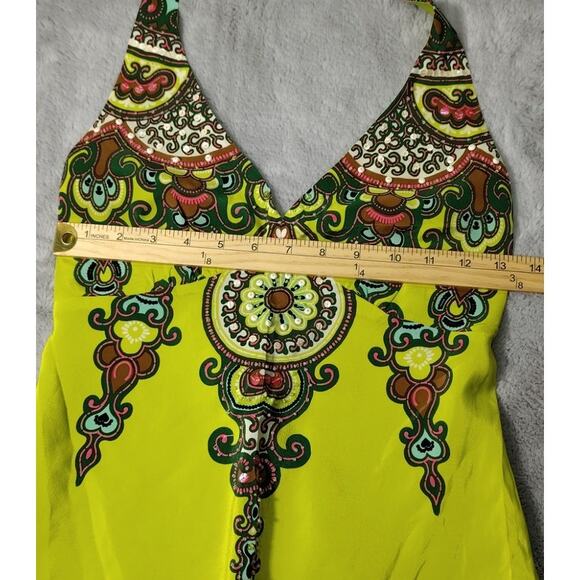 Nanette Lepore Shirt Womens Size 4 Vintage Silk Beaded Green Halter Top BOHO - Picture 3 of 8